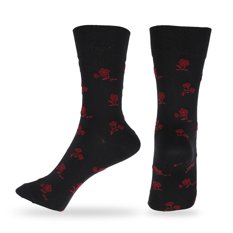 Chaussettes habillées en nylon microfibre pour femmes en gros ou sur mesure avec des fleurs