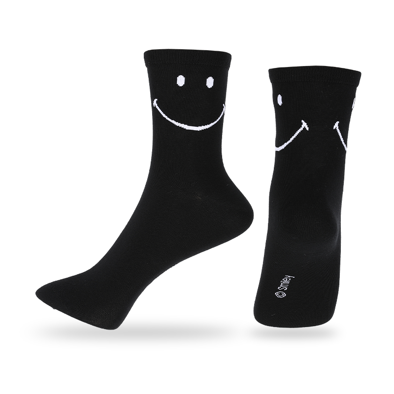 Les hommes en gros anti-bactéries et l'absorption de la transpiration offrent des propriétés d'évacuation de l'humidité pour un confort accru chaussettes décontractées à motifs souriants
