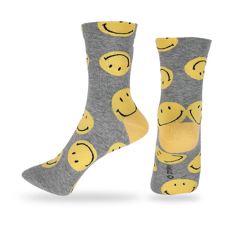 Les hommes en gros anti-bactéries et l'absorption de la transpiration offrent des propriétés d'évacuation de l'humidité pour un confort accru chaussettes décontractées à motifs souriants