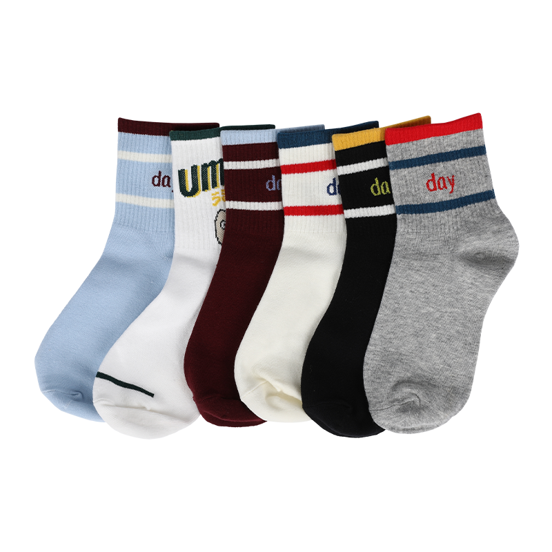 Chaussettes de sport classiques unisexes à rayures et lettres