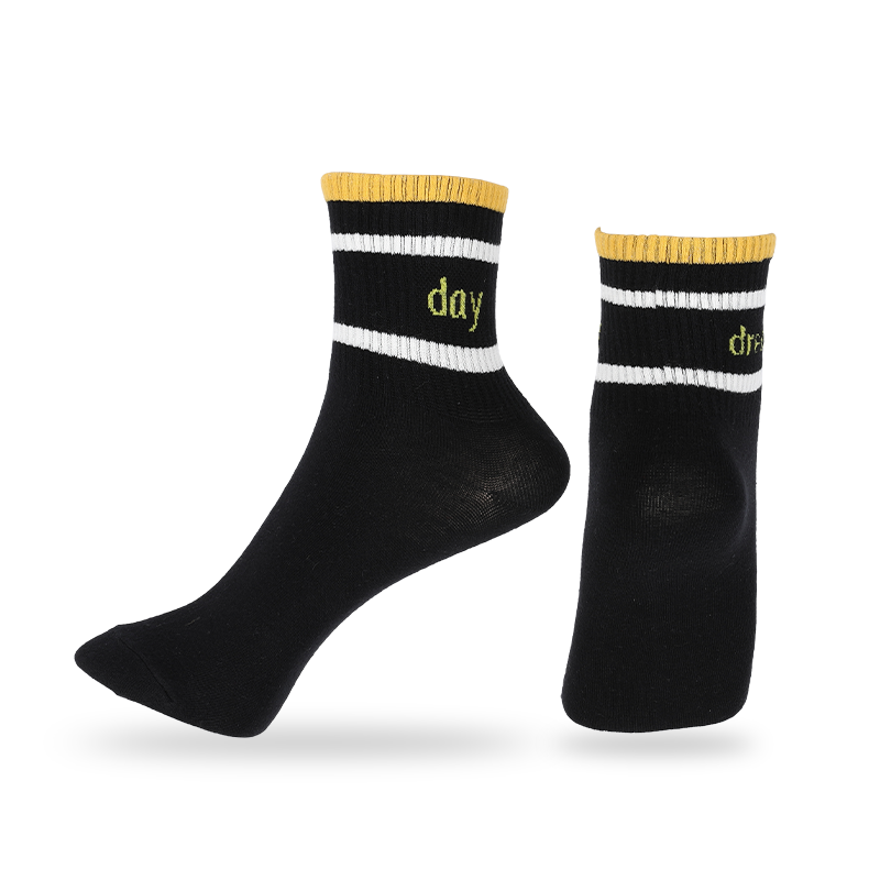 Chaussettes de sport classiques unisexes à rayures et lettres