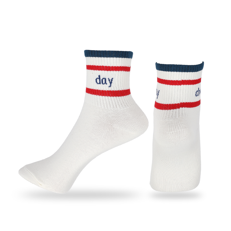Chaussettes de sport classiques unisexes à rayures et lettres