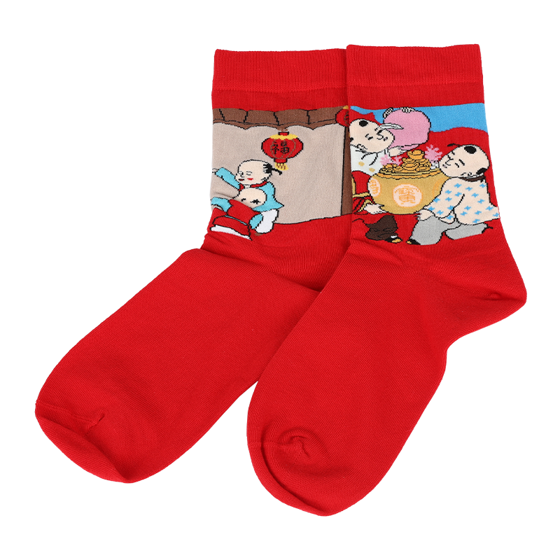 Chaussettes habillées de style Nouvel An chinois en gros ou sur mesure pour dames avec motifs