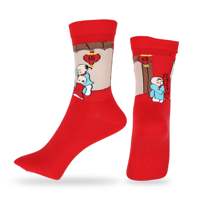 Chaussettes habillées de style Nouvel An chinois en gros ou sur mesure pour dames avec motifs