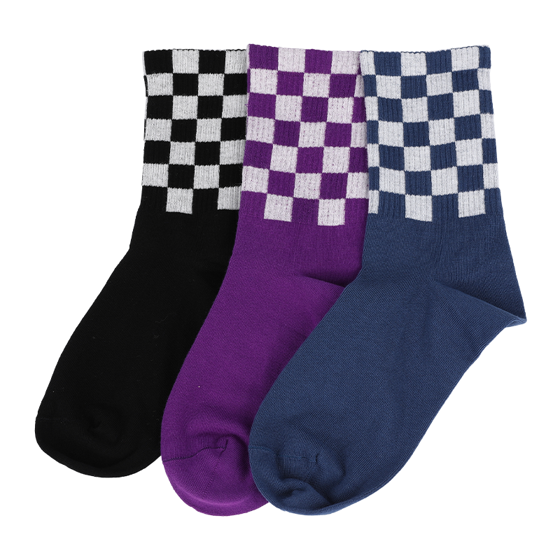 Logo personnalisé accepter dames à carreaux à motifs basket-ball camping jogging boxe tennis baseball golf et alpinisme sports quart chaussettes équipage chaussettes