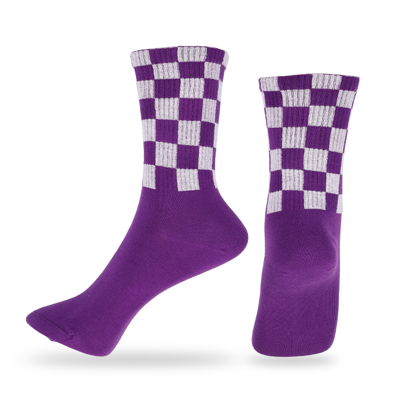 Logo personnalisé accepter dames à carreaux à motifs basket-ball camping jogging boxe tennis baseball golf et alpinisme sports quart chaussettes équipage chaussettes