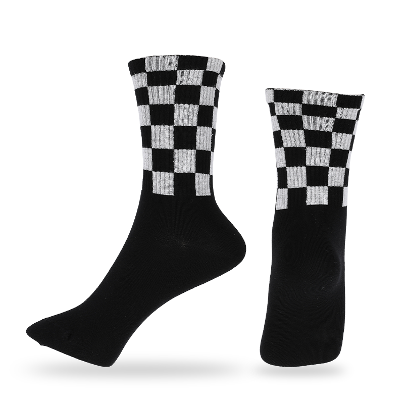 Logo personnalisé accepter dames à carreaux à motifs basket-ball camping jogging boxe tennis baseball golf et alpinisme sports quart chaussettes équipage chaussettes