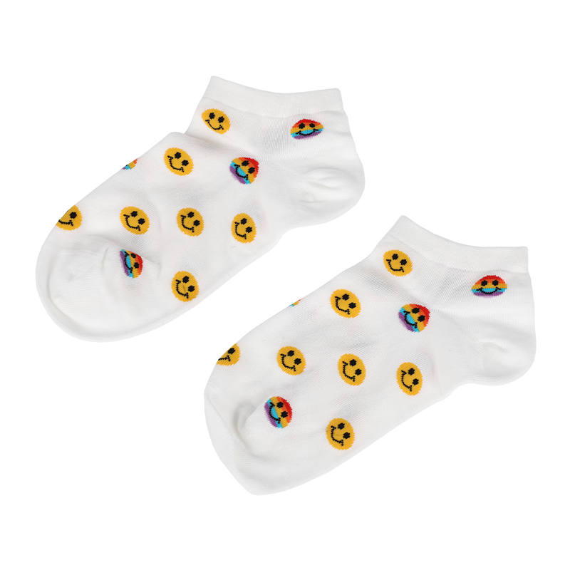 Vente en gros ou sur mesure dames smiley emoji visage chaussettes à motifs de baskets