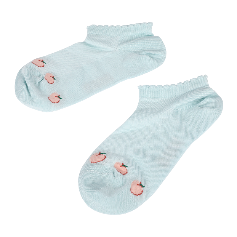 En gros personnalisé dames maille respirante fraise à motifs Y-cousu talon bas baskets cheville chaussettes bonneterie