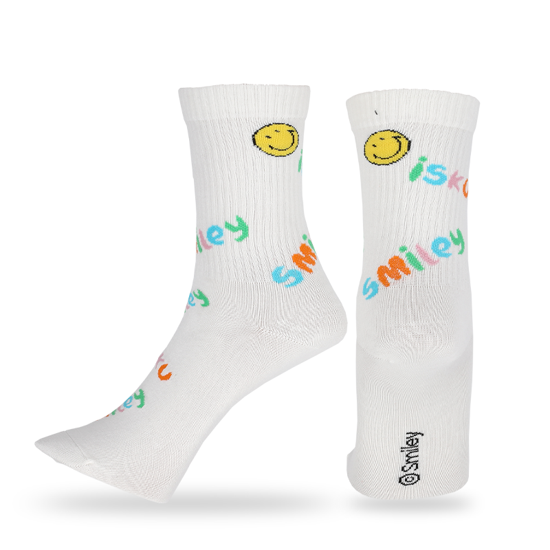 Chaussettes décontractées personnalisées pour hommes avec des motifs et des lettres smiley emoji, qui sont fabriquées avec du coton de haute qualité, de sorte que les chaussettes sont douces, confortables, durables, respirantes et chaudes.