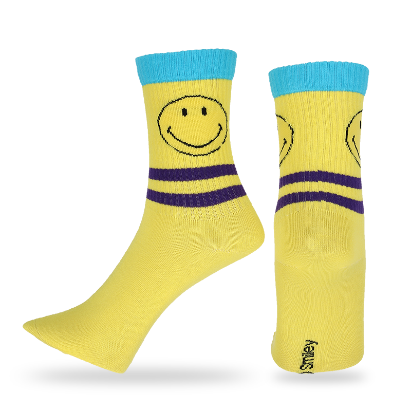 Chaussettes décontractées personnalisées pour hommes avec des motifs et des lettres smiley emoji, qui sont fabriquées avec du coton de haute qualité, de sorte que les chaussettes sont douces, confortables, durables, respirantes et chaudes.