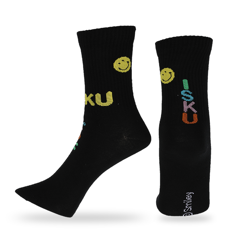 Chaussettes décontractées à motif smiley emoji à la mode pour hommes, qui sont fabriquées avec du coton de haute qualité, de sorte que les chaussettes sont douces, confortables, durables, respirantes et chaudes.