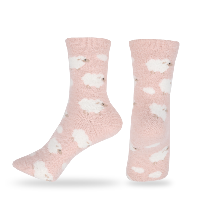 Velours doux duveteux artificiel fil de cheveux de vison hiver épais thermique chaud invisible orteil chaussettes