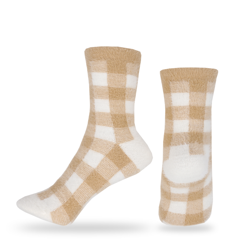 Velours doux duveteux artificiel fil de cheveux de vison hiver épais thermique chaud invisible orteil chaussettes