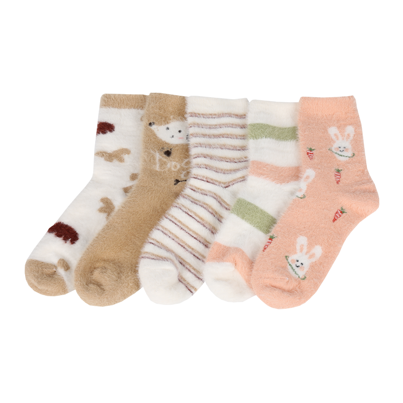 Chaussettes chaudes thermiques à motif de conception d'hiver en martre artificielle en gros ou sur mesure
