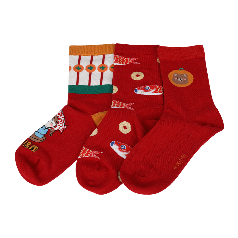Chaussettes d'équipage de style chinois en gros ou sur mesure pour femmes avec des caractères et des motifs chinois