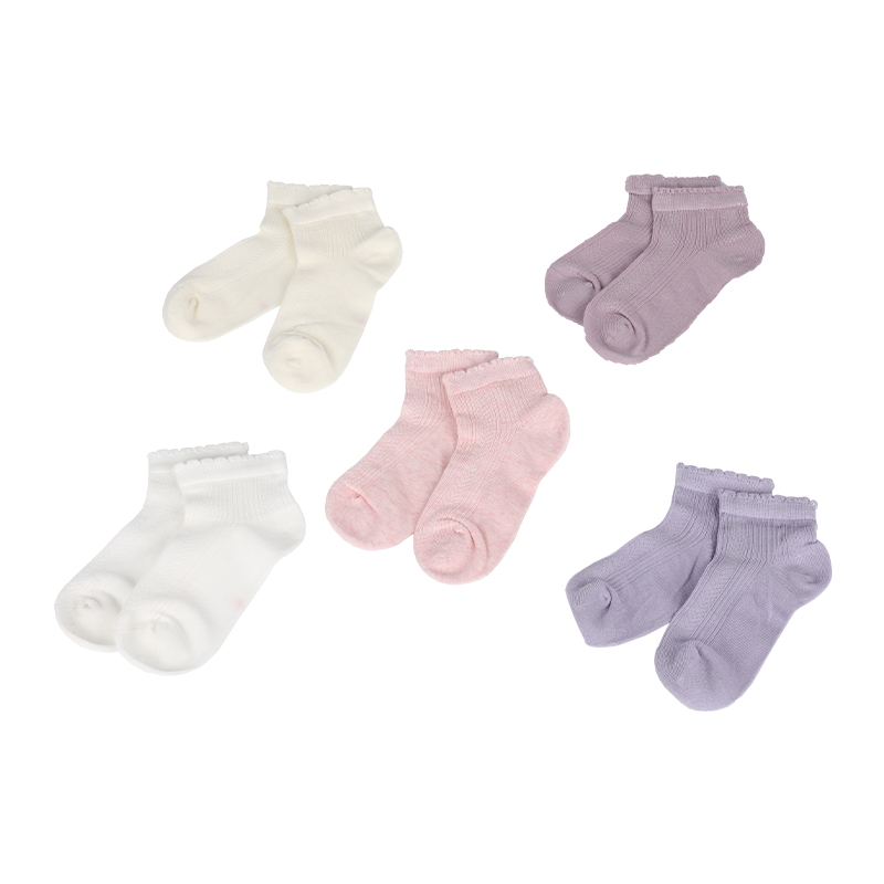 0 ~ 8 ans enfants saison d'été chaussettes jacquard côtelées avec passepoil à volants